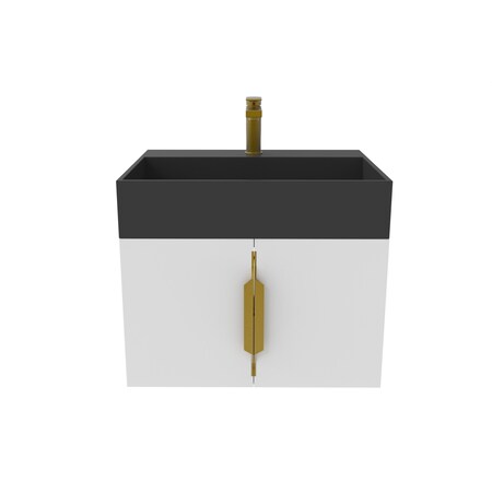 Castello Usa Amazon 24-inch White Vanity Set with Black Top and Gold Handles CB-MC-24W-GLD-2056-BL